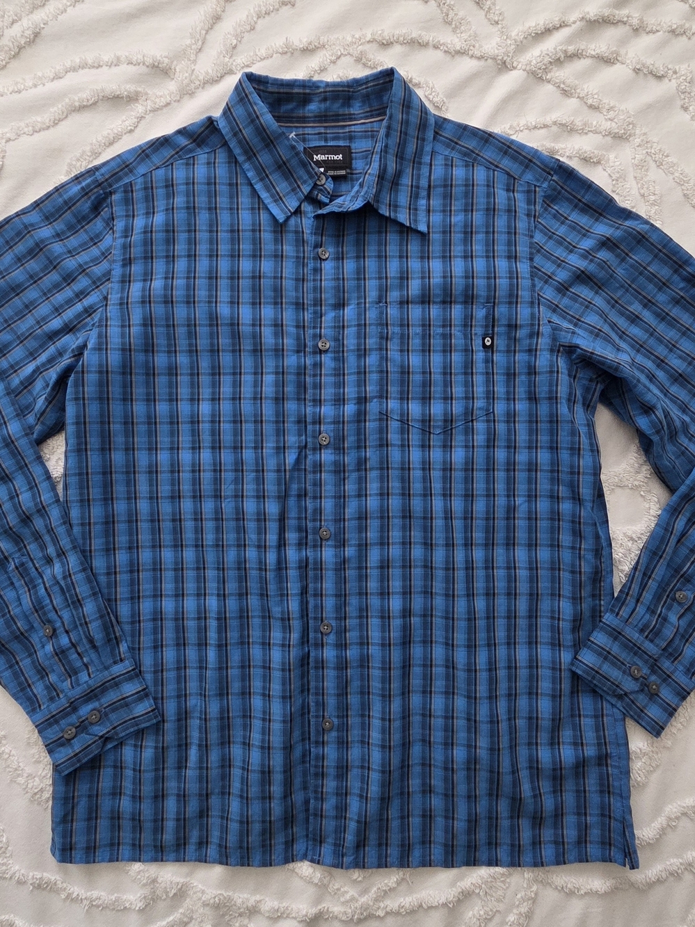 Marmot Blue Plaid Button-Down Long-Sleeve Shirt